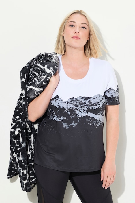 Funktionsshirt, Berge, Rundhals, Halbarm, recycelt