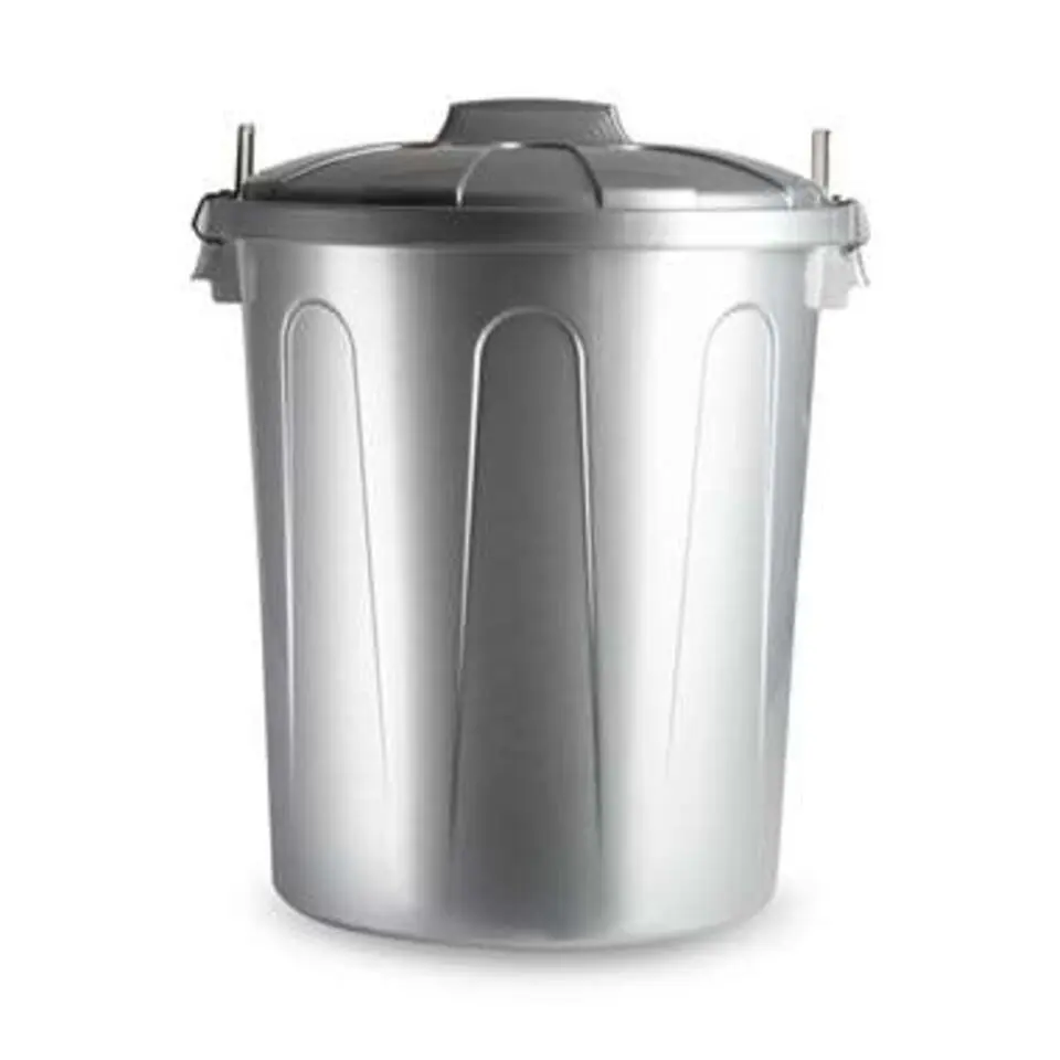 Forte Plastics Afvalbak - zilverkleurig - afvalemmer met deksel - 51l
