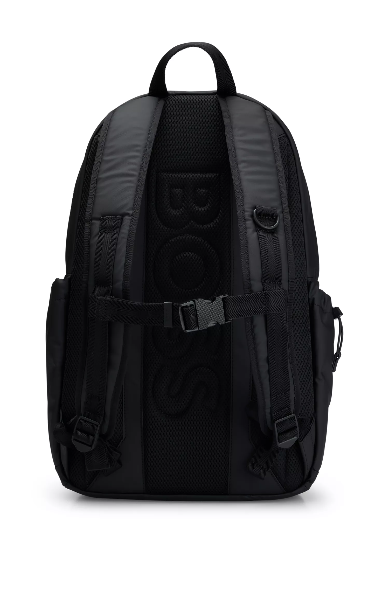 Mochila BOSS com detalhe do logotipo preto em tecido sintético revestido.