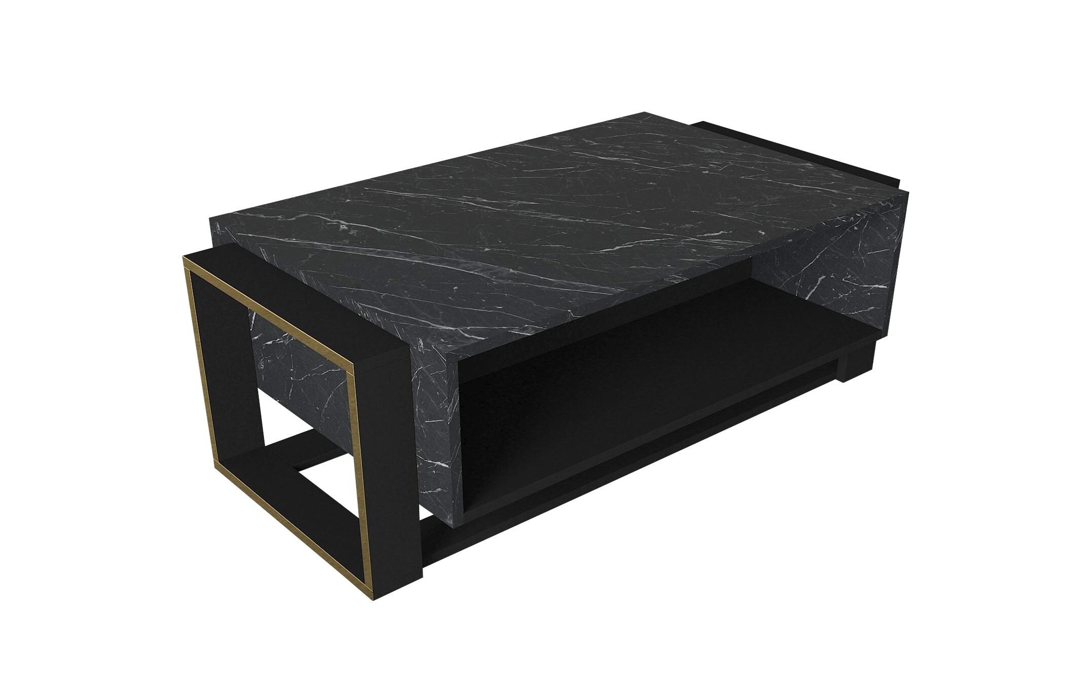Couchtisch Bianco 106.4 x 40.4 x 60 cm, Gold/Schwarz<br>Beistelltisch