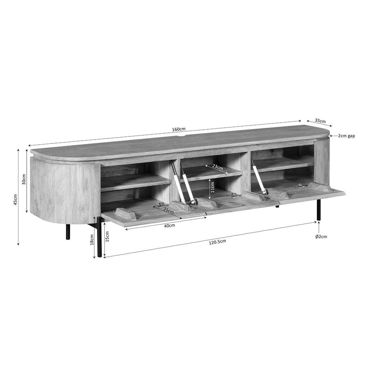 Tv meubel Houdini Bruin 160 cm