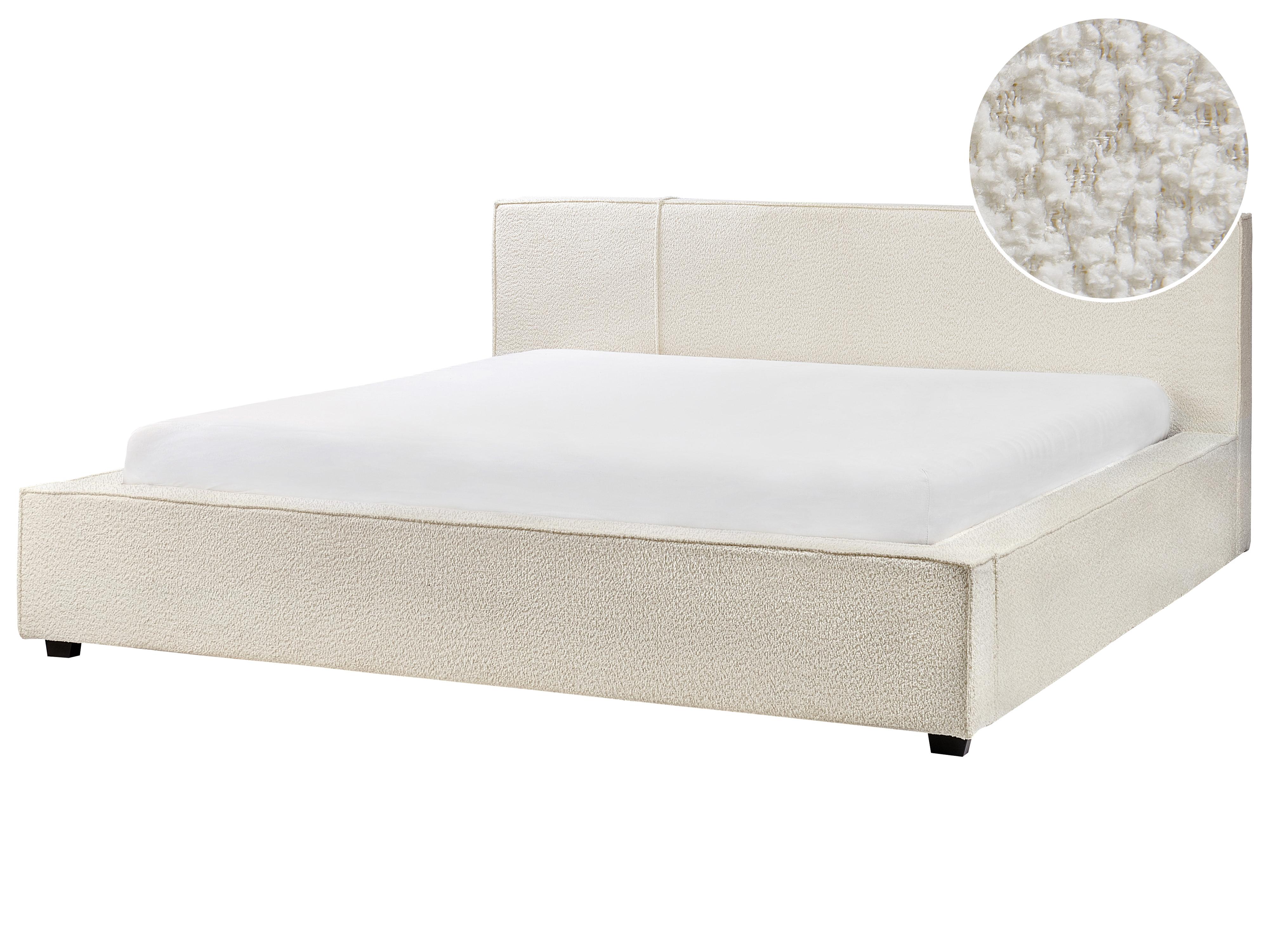Bed Bouclé MIRANDE 180 x 200 cm Gebroken wit