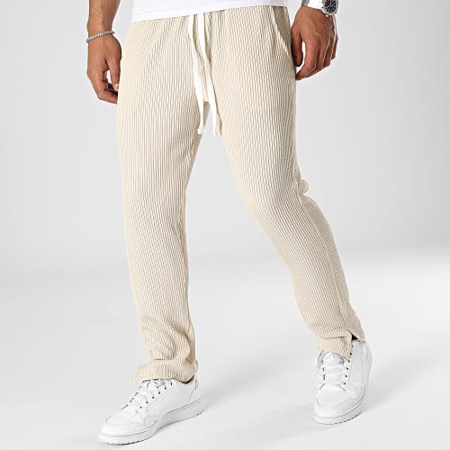 Pantalon A Rayures Beige