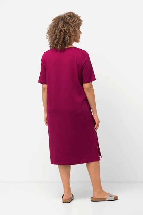 Jerseykleid, Zierbänder, A-Linie, Rundhals, Halbarm