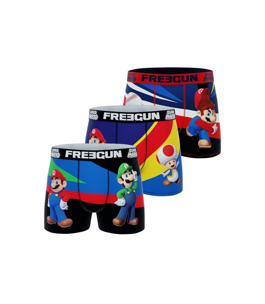 Boxer Homme Super Mario Bros, Caleçon Homme Mario, Luigi et Toad (Lot de 3)