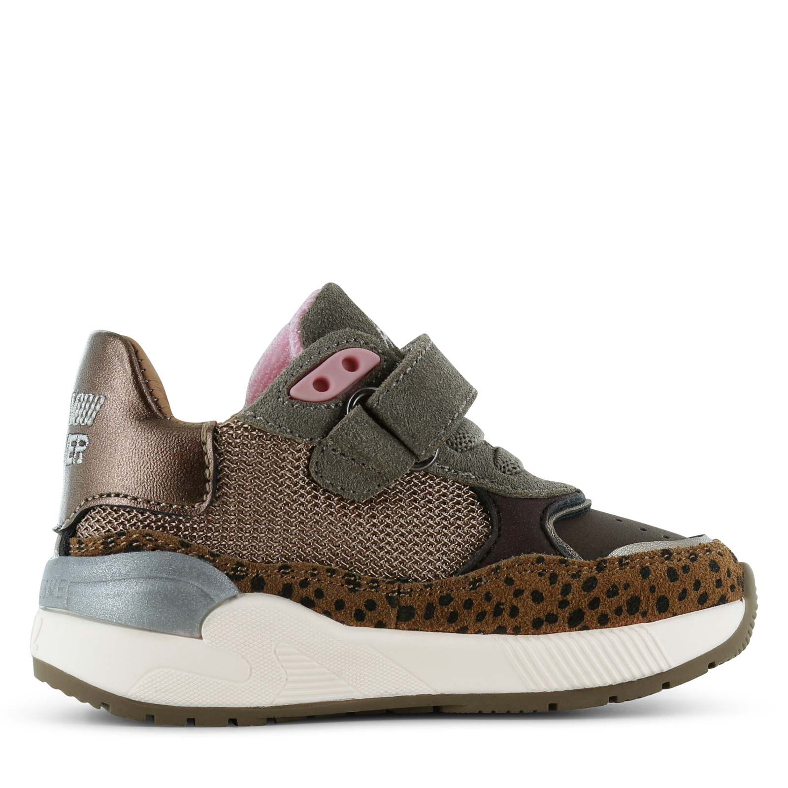 Shoesme metallic bronzen sneaker met dotjes Mesh, Metallic, Microfiber nubu