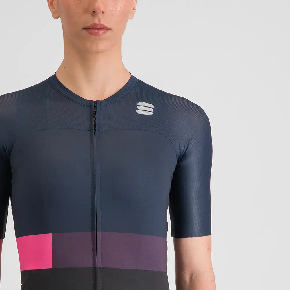 Sportful Snap Fietsshirt Korte Mouwen Donkerblauw/Zwart Dames