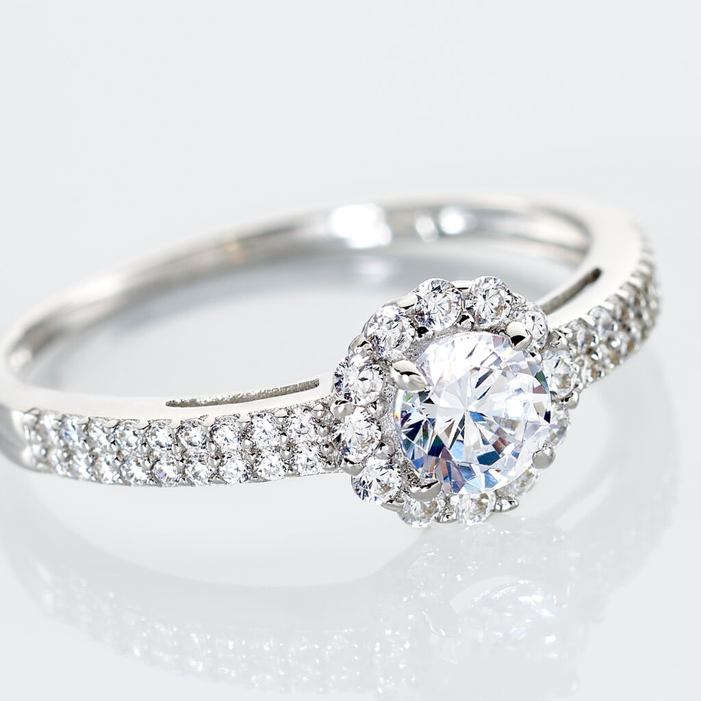 Bague Solitaire Fathima Or Blanc Oxyde De Zirconium