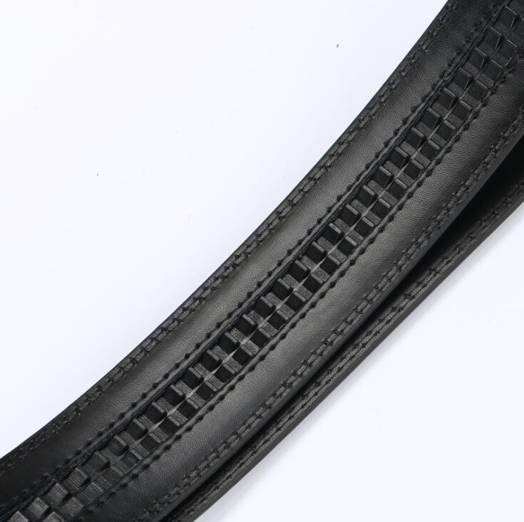 (127cm) Echtleder Gürtel Accessoire Ratschengürtel ohne Schnalle - Schwarz