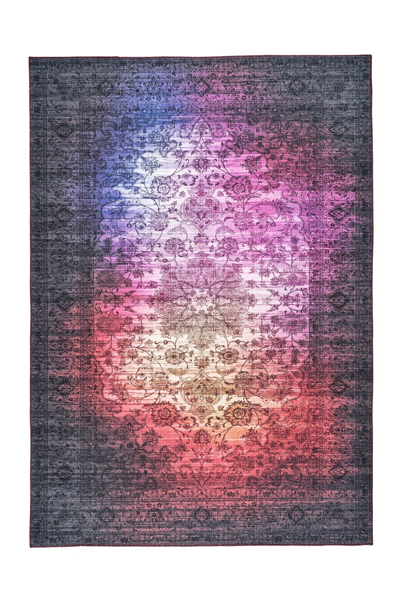 Stellara Multi platgeweven vloerkleed, vintage design, used look, oosterse stijl, 80 x 150 cm
