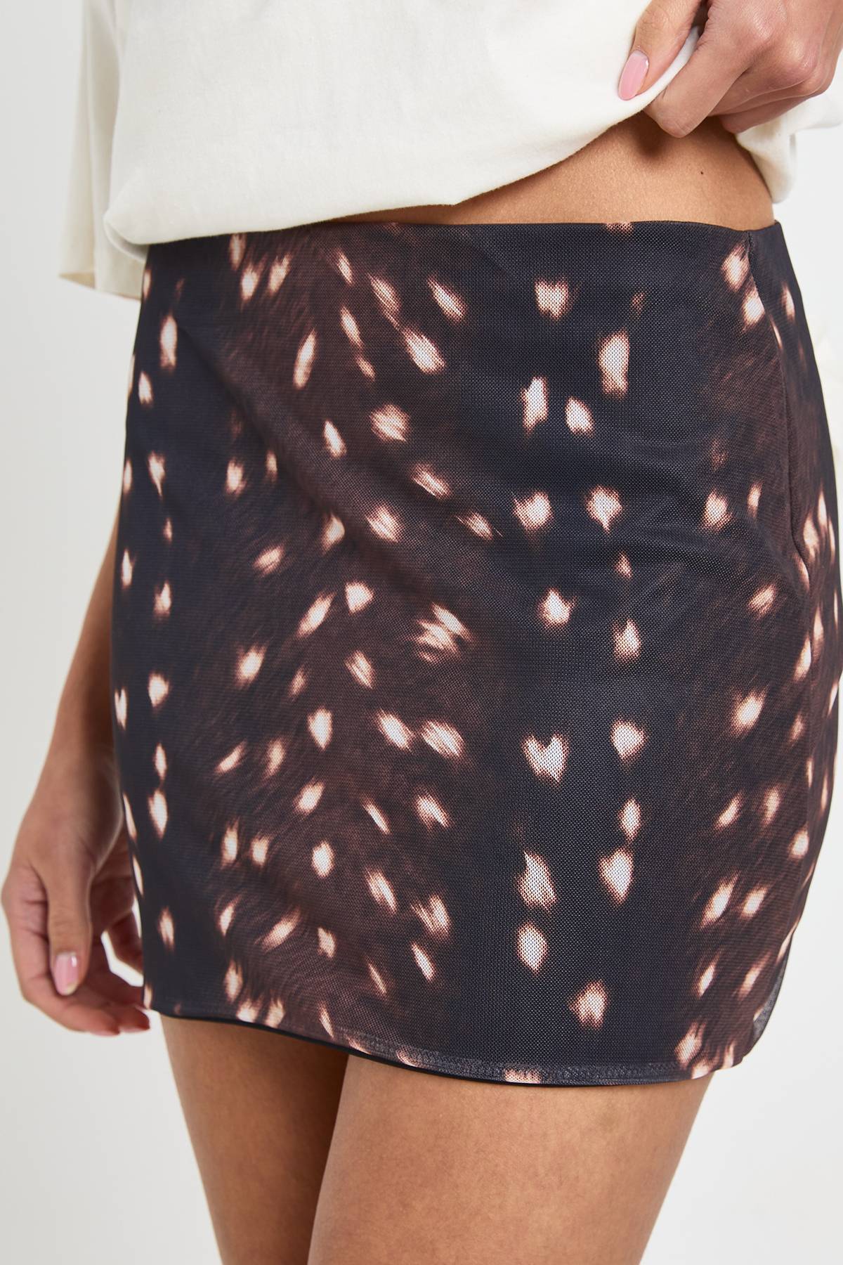 boohoo Mini-jupe Doublée En Mesh À Imprimé Cerf