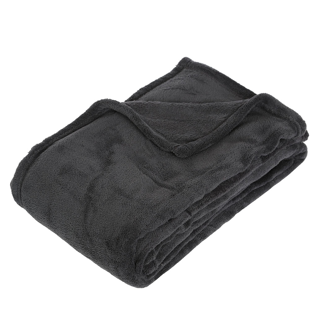Plaid microfibre gris anthracite 130x180cm