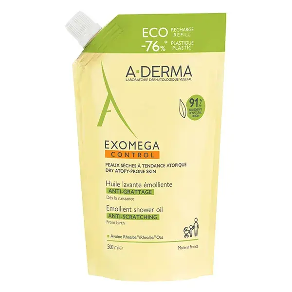 Refil de Óleo de Limpeza Emoliente Anti-Arranhão A-Derma Exomega Control 500ml