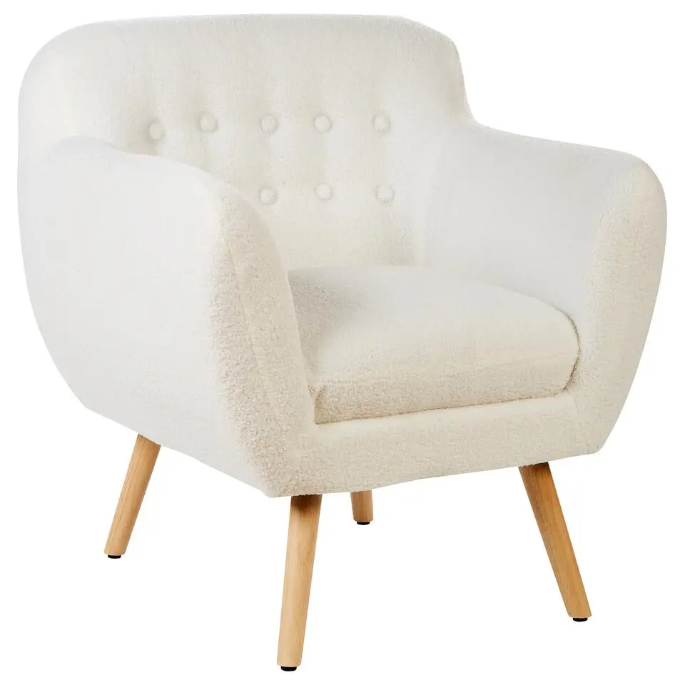 MELBY - Fauteuil - Wit - Bouclé