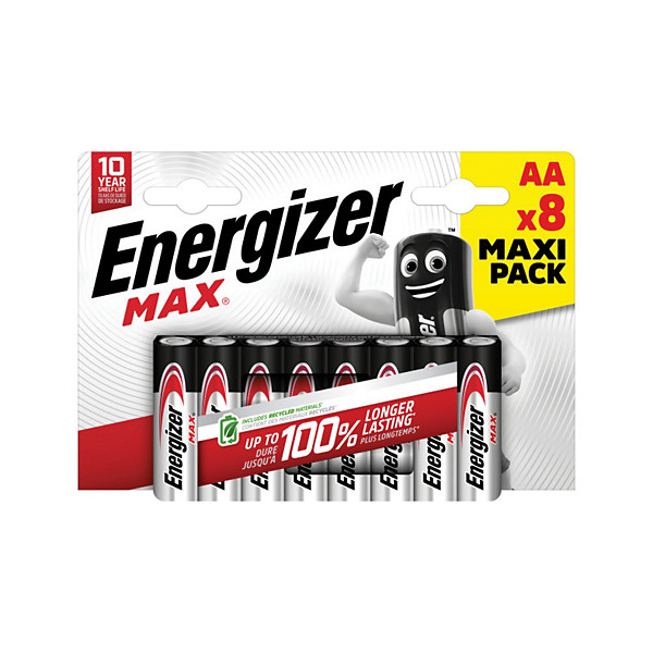 Piles Energizer Max AA LR06, lot de 8