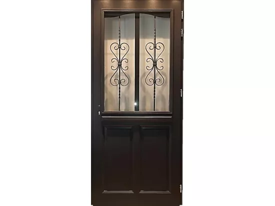 Porte D'Entrée Bois Vitrée, Sanna, H,215Xl,90 P,Gauche Cote Tableau