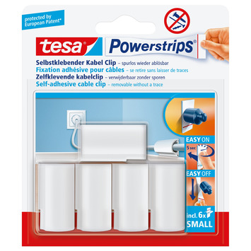 Tesa Powerstrip kabelclip mini wit 5 stuks