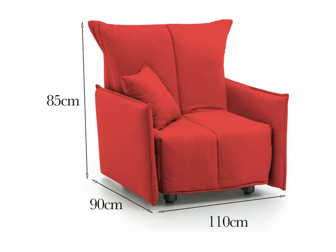 Canapé-lit Dabari, Canapé simple, 100% Made in Italy, Fauteuil de salon avec ouverture trolley, en tissu rembourré, avec accoudoirs standards, 110x90h85 cm, Rouge