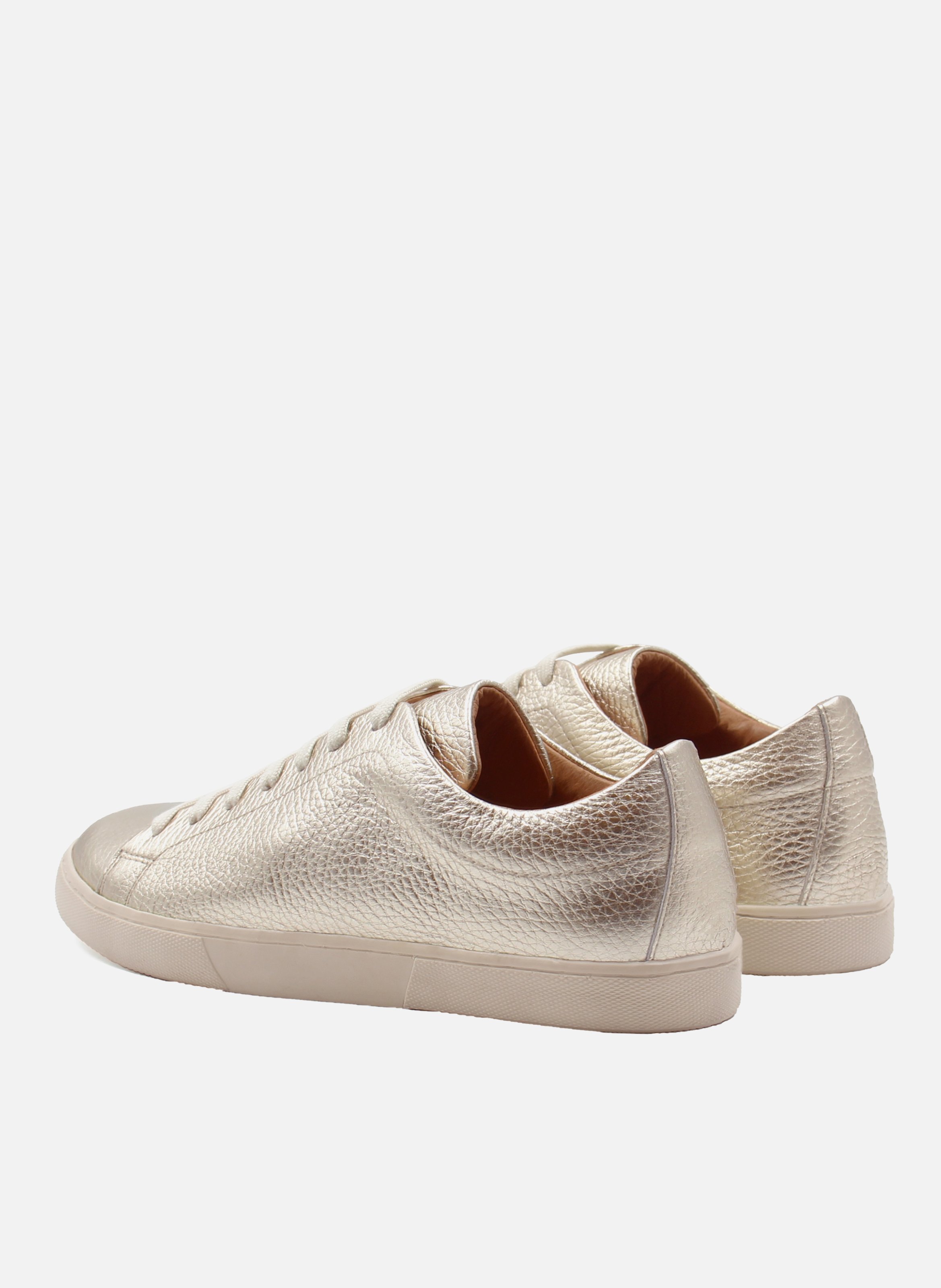 Tennis lacet cuir métalisé | Doré