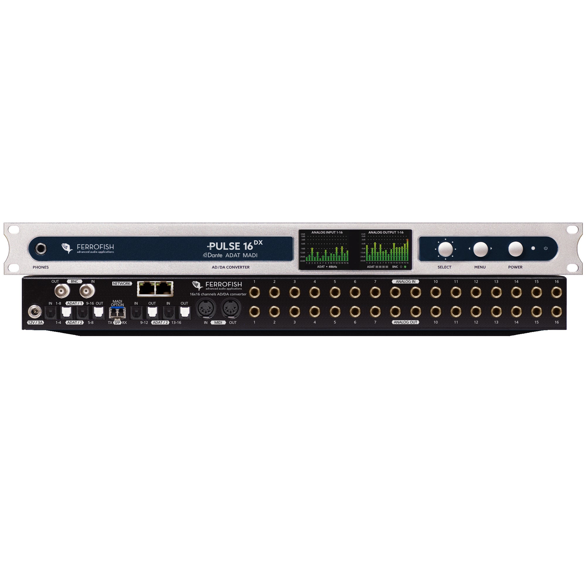 Ferrofish Pulse 16 DX Dante Singlemode MADI + 24 16x16 AD/DA converter MADI, ADAT & DANTE