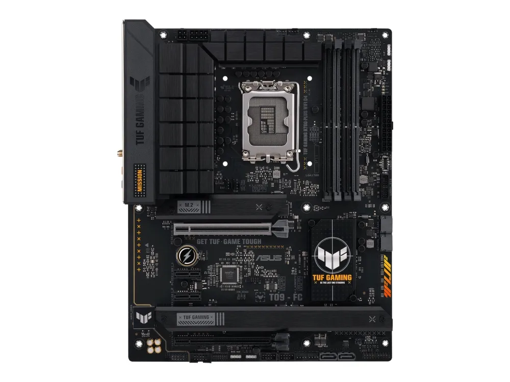 ASUS TUF GAMING B760-PLUS WIFI D4 - Bundkort - ATX - LGA1700 sokkel - B760 Chipset - USB 3.2 Gen 1, USB 3.2 Gen 2, USB-C 3.2 Gen 2x2 - 2.5 Gigabit LAN, Wi-Fi 6, Bluetooth - onboard grafik (CPU påkrævet) - HD Audio (8-kanaler)