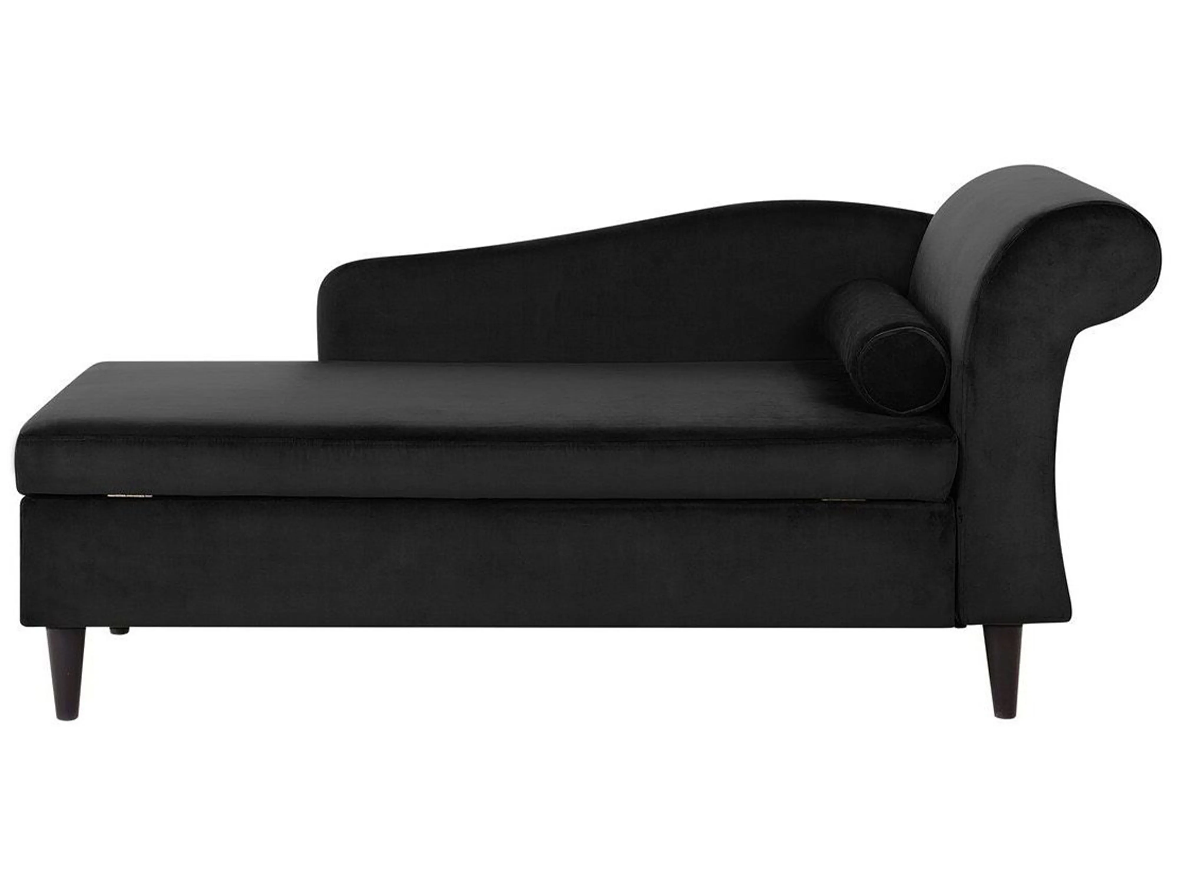 Rechtszijdige chaise longue LUIRO Fluweel Zwart met opbergruimte