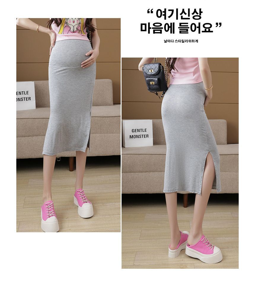 NOA - Zwangerschapsrok met hoge taille en split, midi-kokerrok