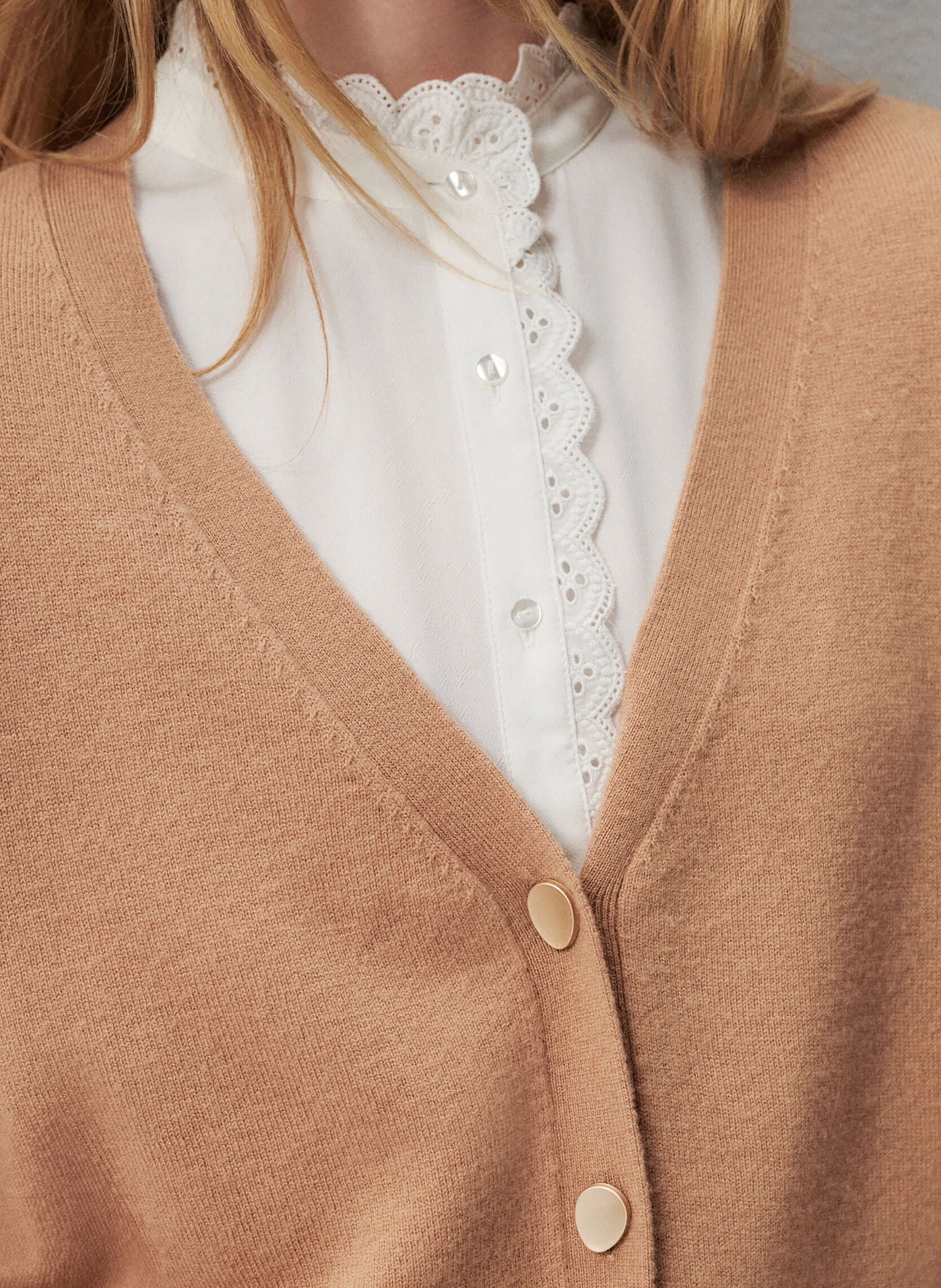 MLILOU - Gilet ample col V en laine | Marron