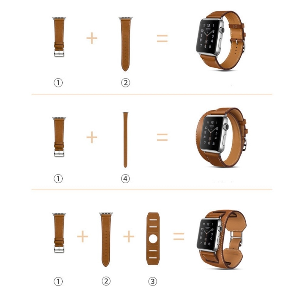 Apple Watch (49/46/45/44 mm) Modisches Manschetten Ersatz Echtleder Armband - Schwarz