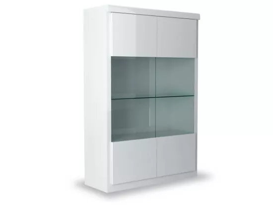 Vitrine 2 portes Blanc laqué/ leds - ESPRIT