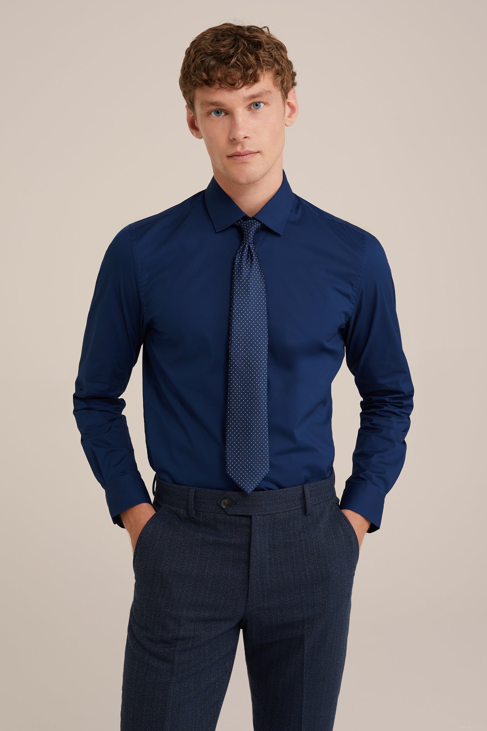stropdas met dessin WE Fashion Donkerblauw