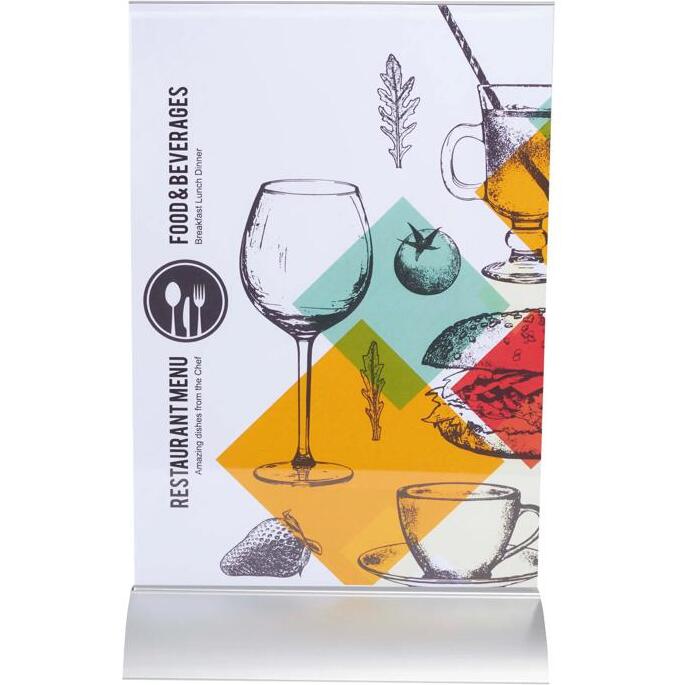 Porte-visuel vertical pied aluminium A4 - Cristal