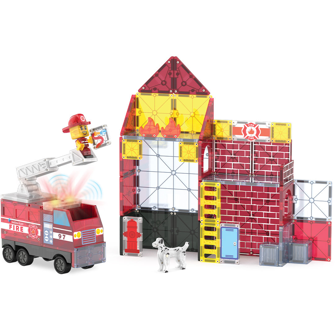 magna-tiles magnetische tegels fire station - 50st