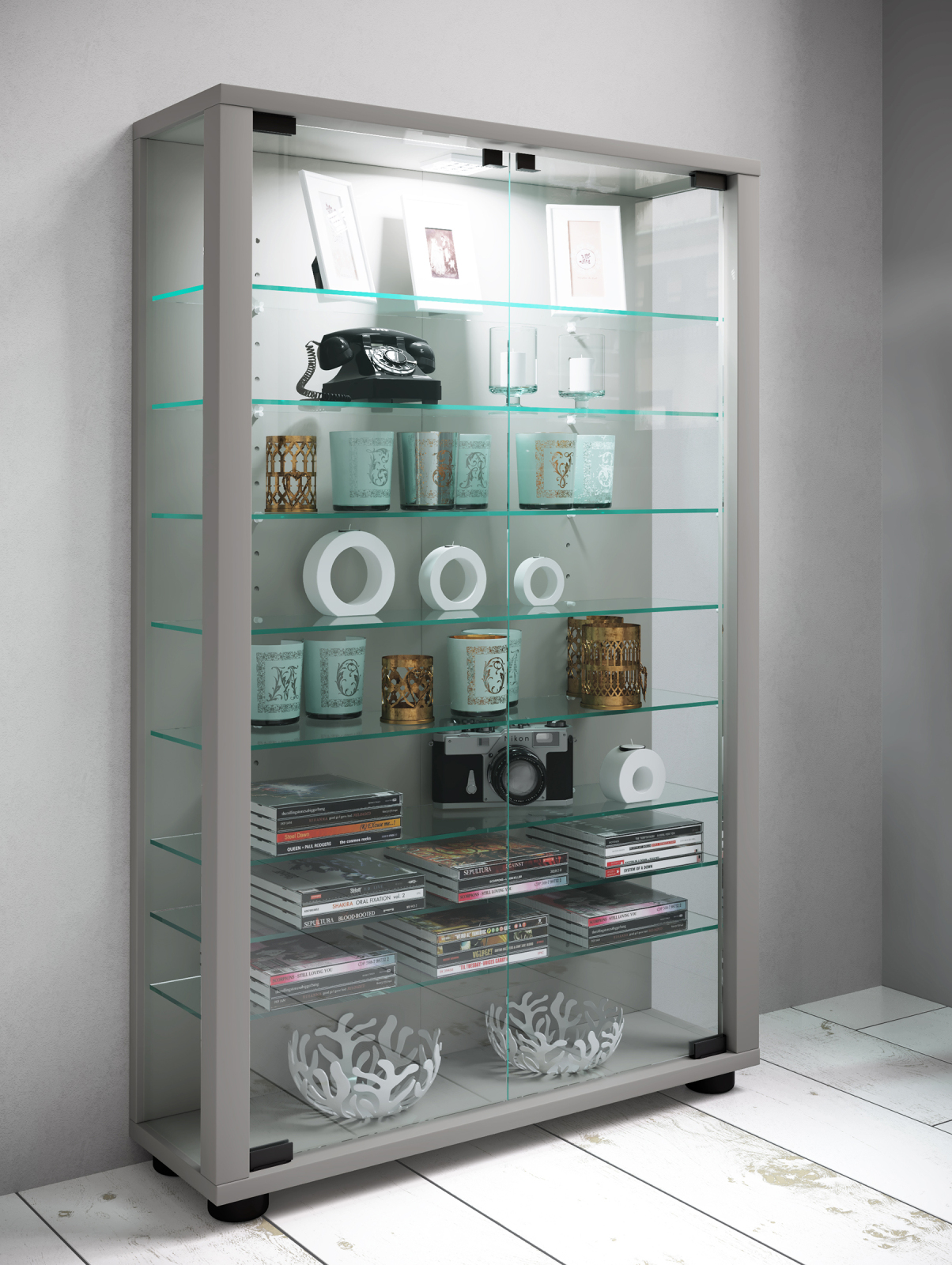 Vitrine LUMO MINI - silber - ohne Beleuchtung