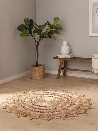 benuta pure Teppich KAMALA rund 120 cm natur