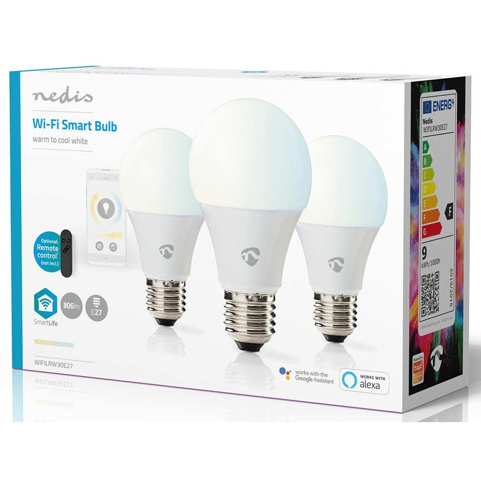 Nedis WIFILRW30E27 Smartlife LED-lamp (set van 3) E27 806lm 9W cool-warm wit