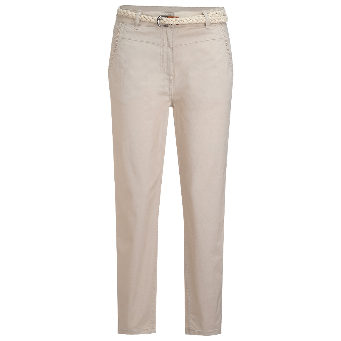 Damen Hose mit Zopf-Gürtel beige