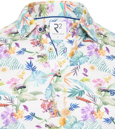 R2 Amsterdam Piqué Polo Linnen Blend Print Multicolor 128.POLO.008-073 kopen