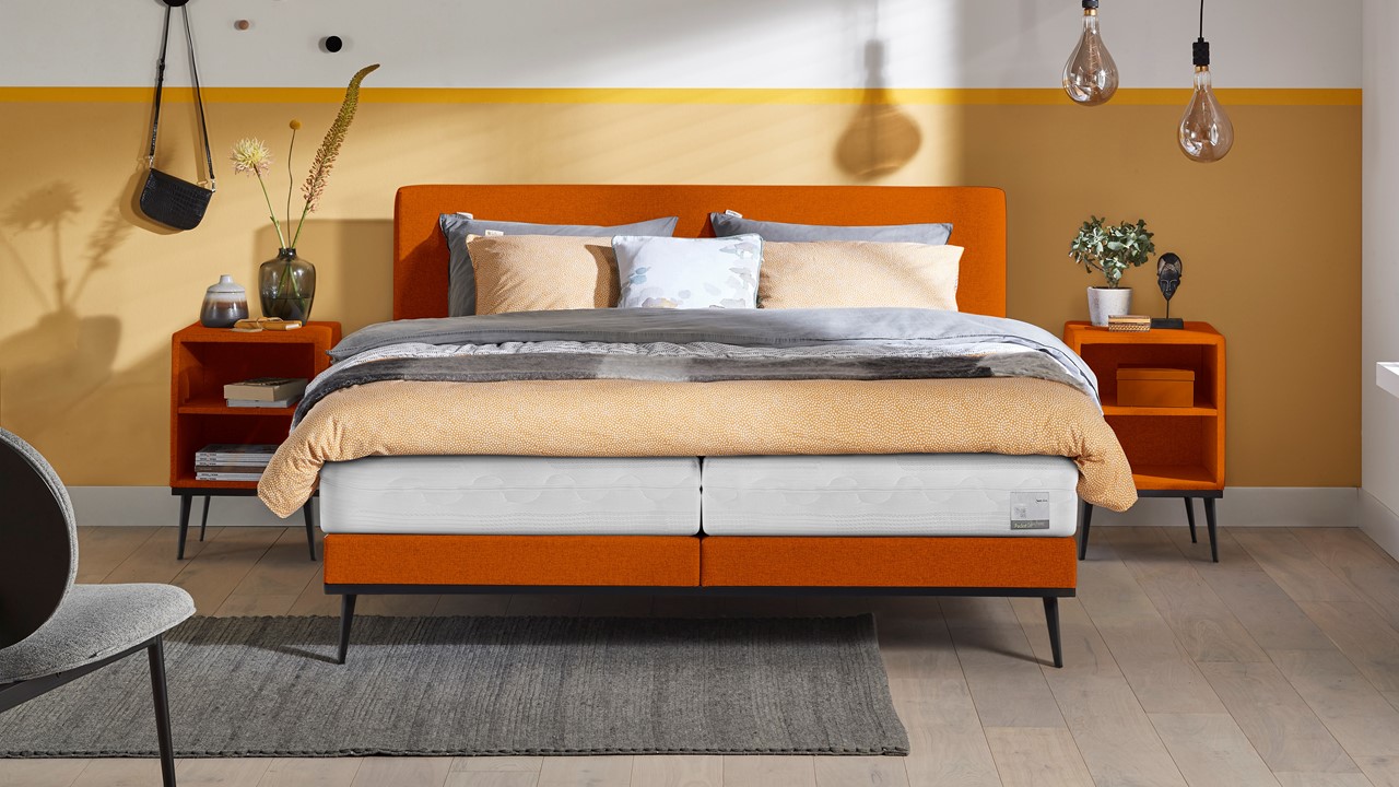 Boxspring Viggo met Silver Pocket Deluxe Foam matras adore goud