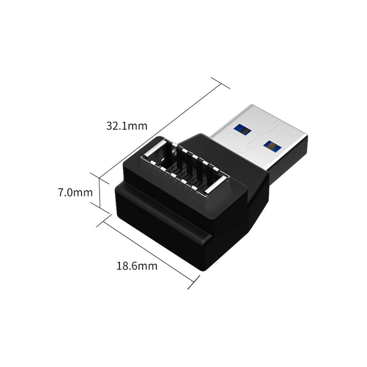 NÖRDIC Type E til USB-A 90 graders vinklet adapter