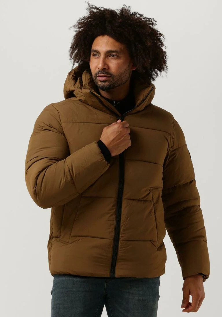 CALVIN KLEIN bruine calvin klein gewatteerde jas crinkle nylon puffer jacket