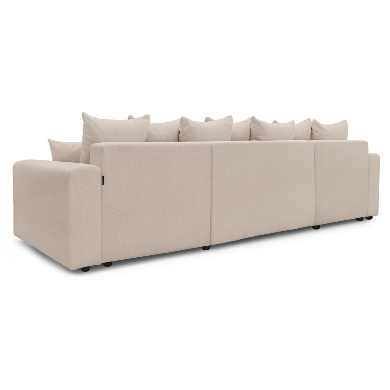 Bobochic Canapé panoramique convertible coffre bouclette envy beige - 386x153x95 cm