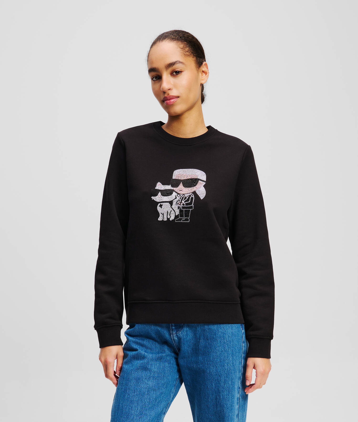 SWEAT-SHIRT À STRASS IKON KARL & CHOUPETTE - Noir