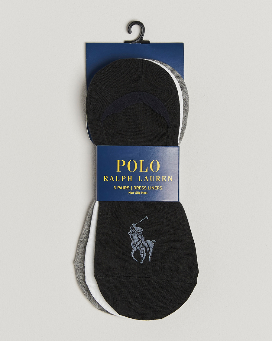 Polo Ralph Lauren 3-Pack No Show Big Pony Pony Socks Black/White/Grey