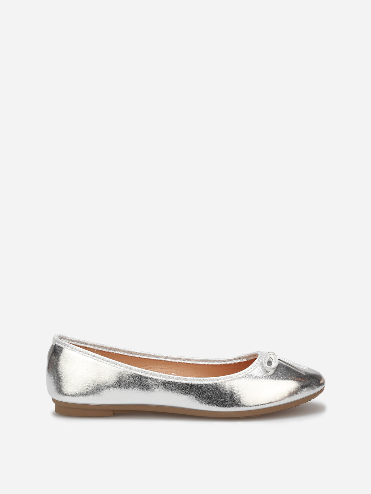 Ballerines à bout rond et nœud- Argenté