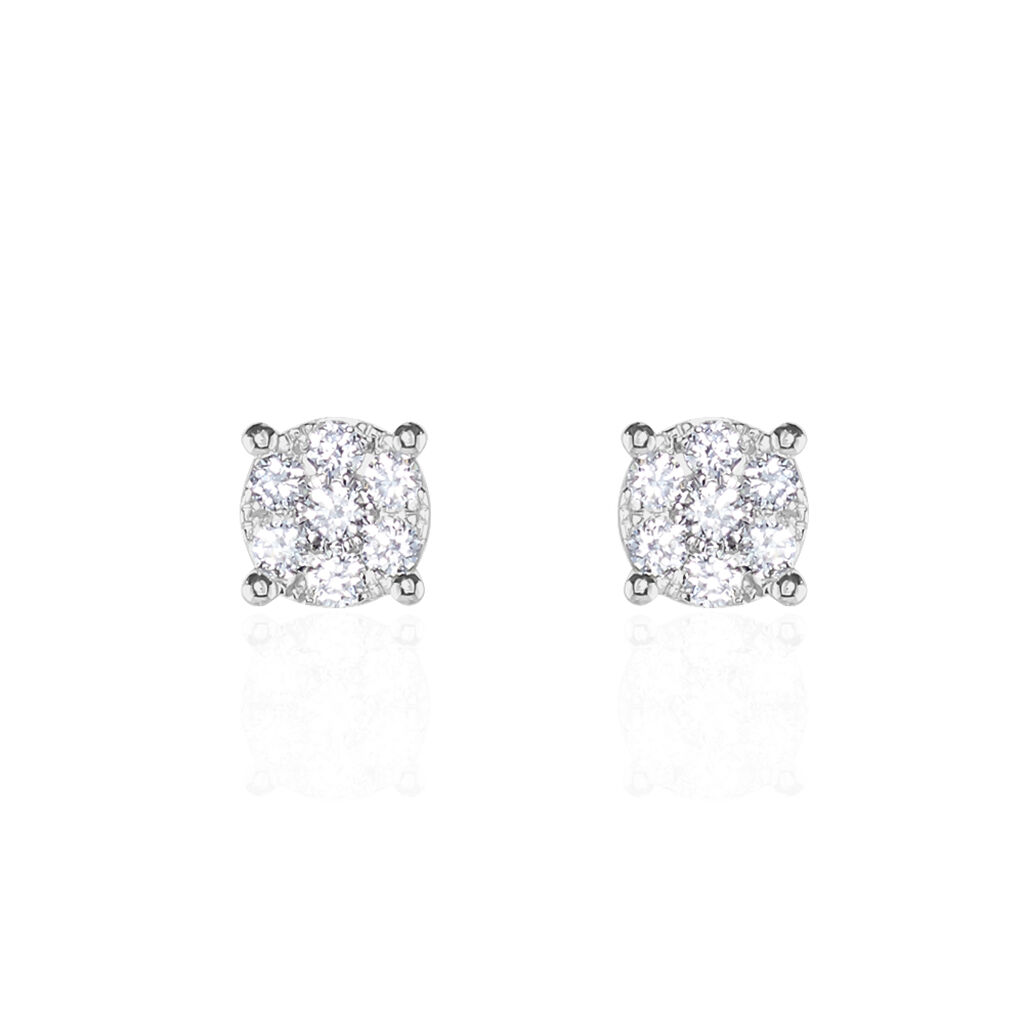 Boucles D'oreilles Puces Charlene Or Blanc Diamant Synthetique