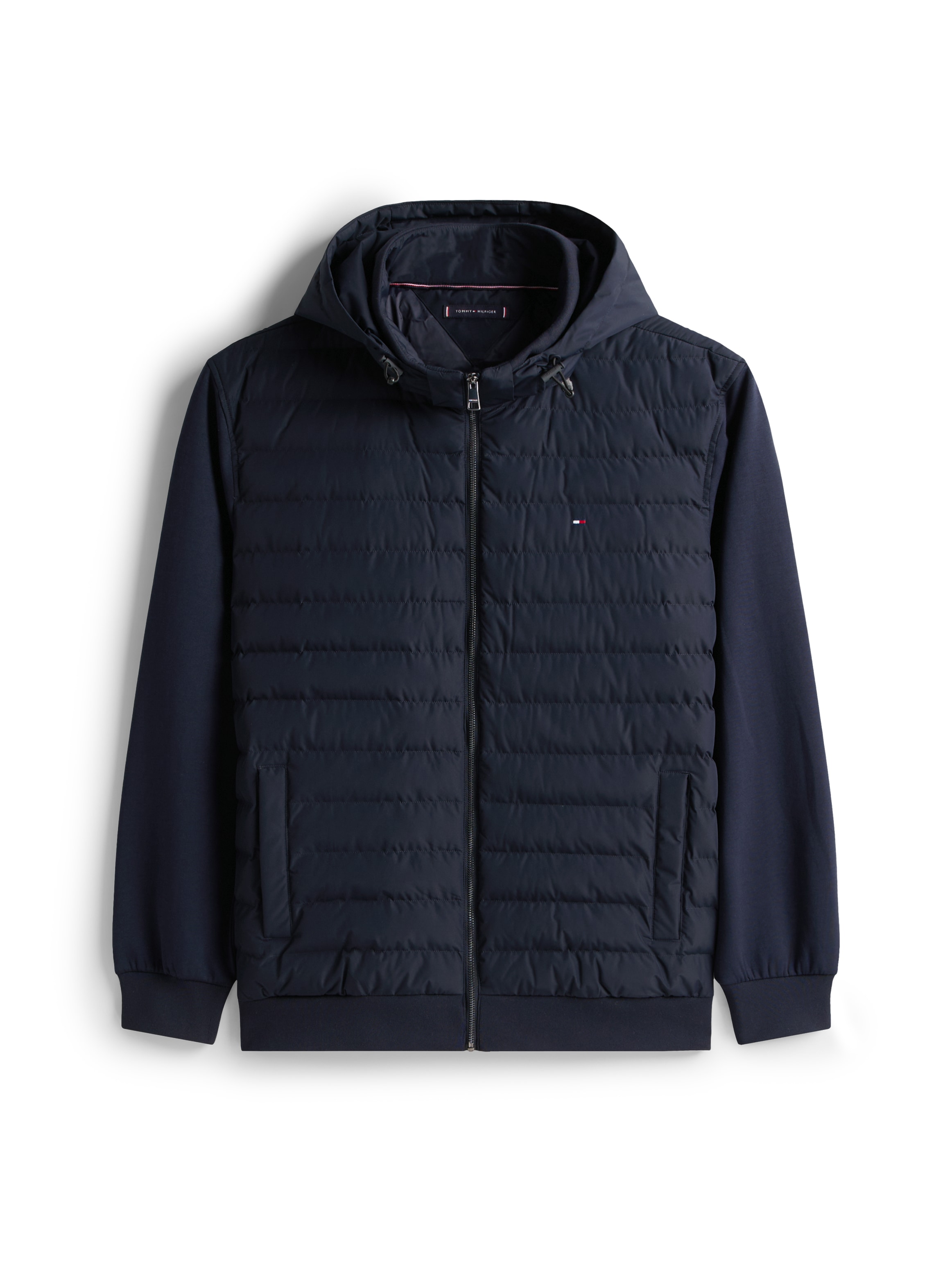 Tommy Hilfiger Big & Tall Kapuzensweatjacke »BT-MIX MEDIA ZIP THROUGH«, Grosse Grössen, mit gesteppten Einsatz, Stehkragen
