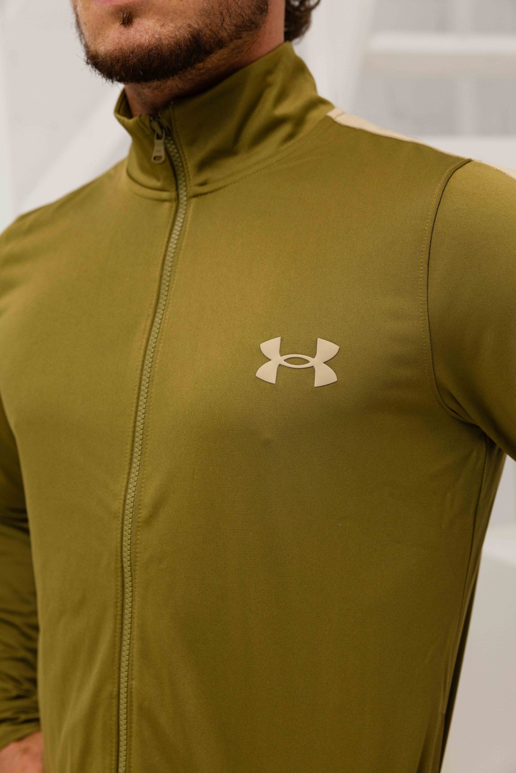 Under Armour Rival Knit Trainingspak Heren Donkergroen/Beige