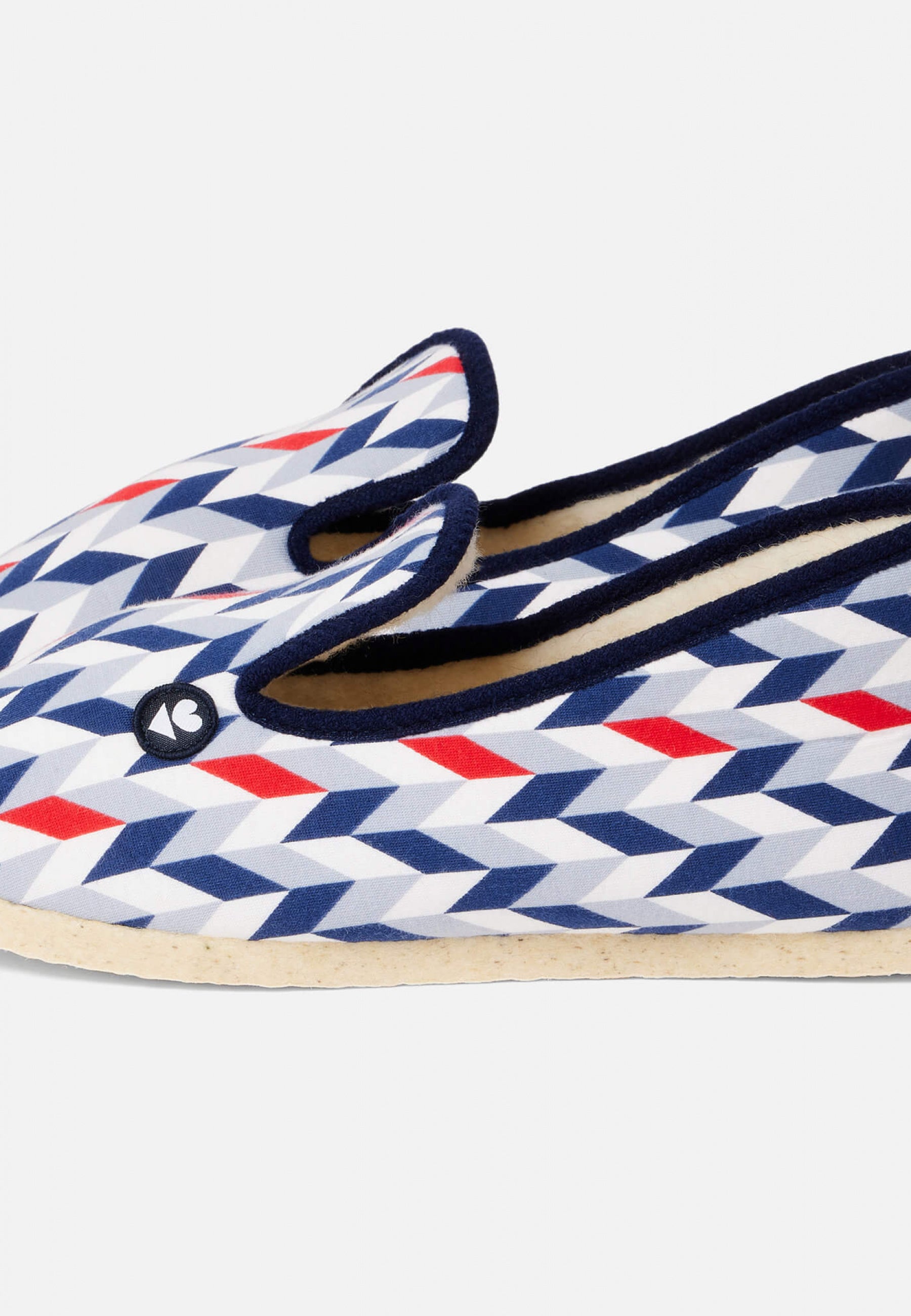 Chaussons d'intérieur en laine-Pantoufles Chevron Bleu Blanc Rouge
