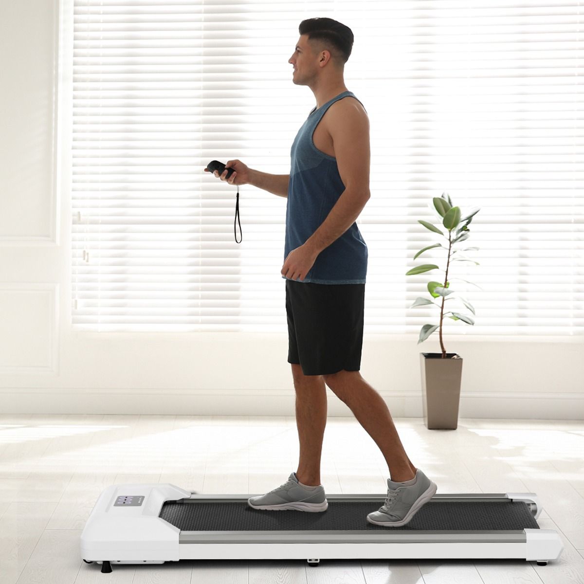Tapis de Course Mince Tapis de Jogging avec Capacité de 120 Kg Télécommande et Écran Led Inclinable à Roulettes Tapis de Course à Glisser Gris/Noir/Rose - Lidl-Manfred